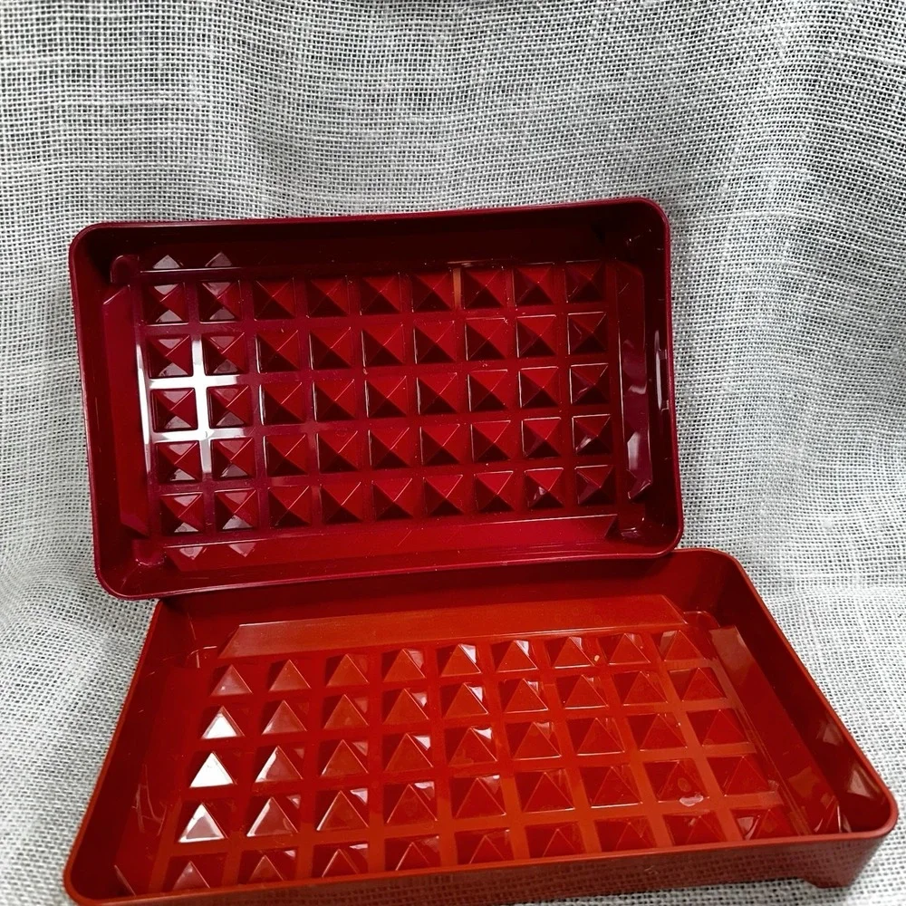Tupperware Bacon Keeper Meat Keeper Set Orange Rust Red Refrigerator Storage